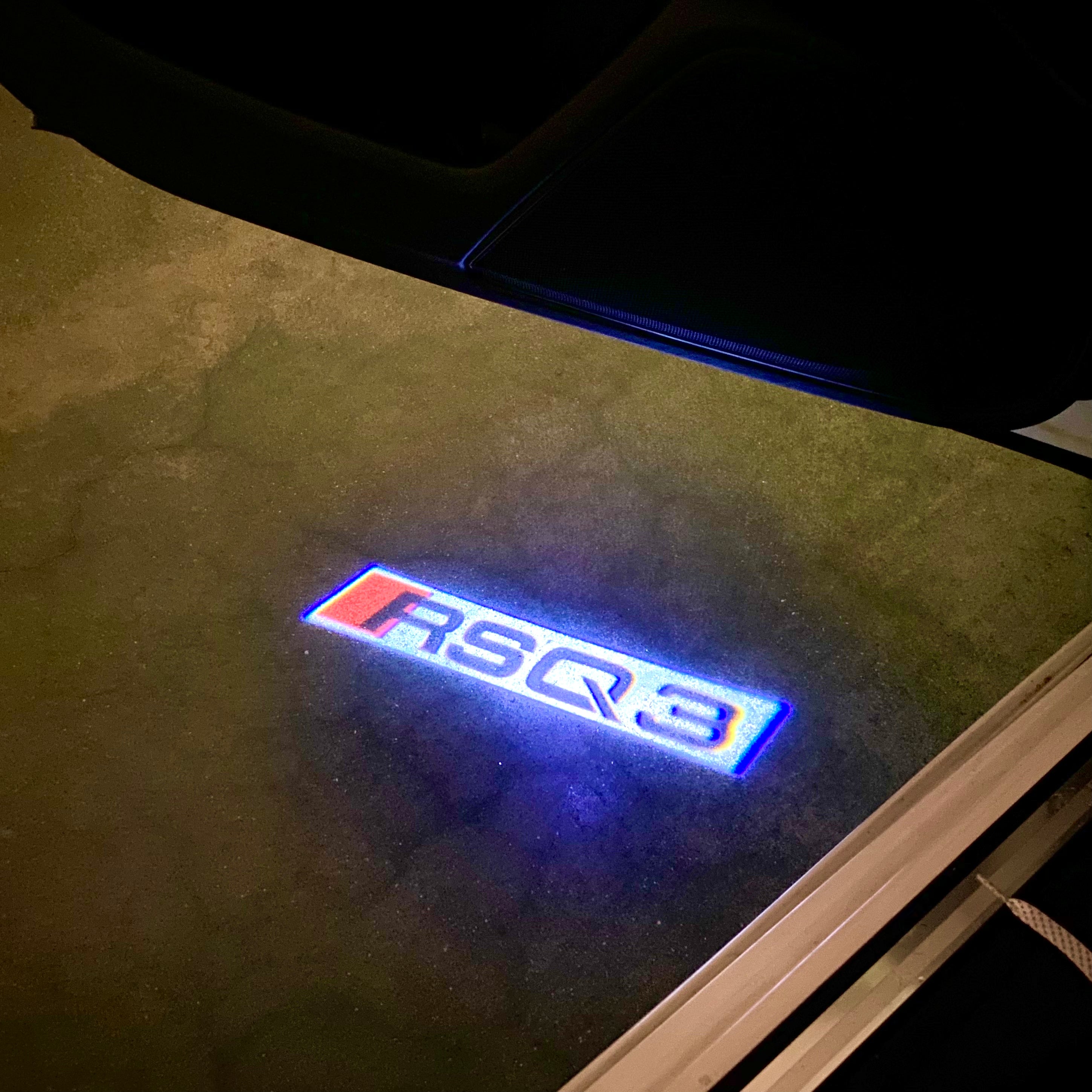 AUDI LOGO PROJECTOT LIGHTS Nr.120 (الكمية 1 = 2 Logo Films /2 أضواء الباب)