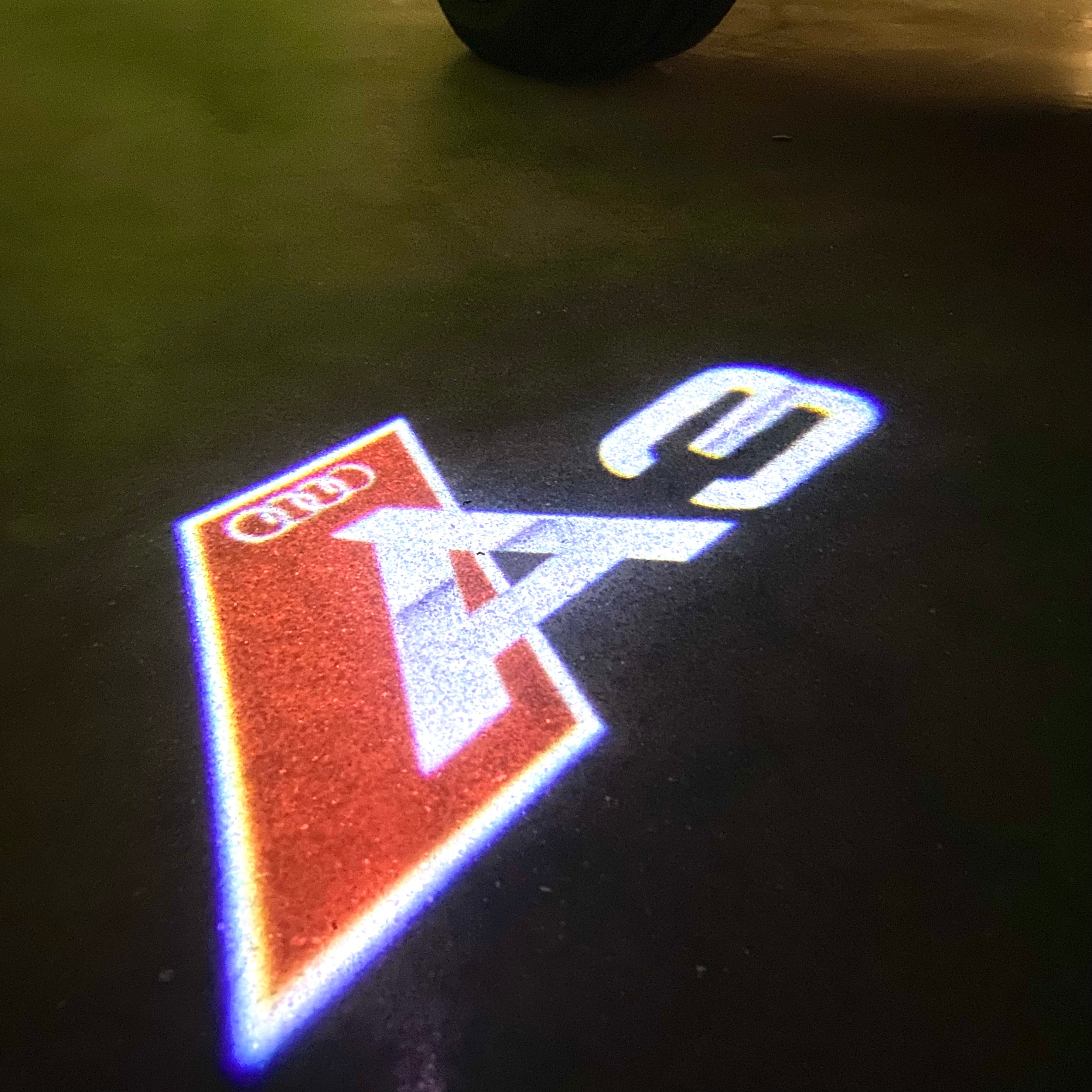 AUDI LOGO PROJECTOT LIGHTS Nr.120 (الكمية 1 = 2 Logo Films /2 أضواء الباب)