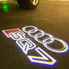 AUDI LOGO PROJECTOT LIGHTS Nr.120 (الكمية 1 = 2 Logo Films /2 أضواء الباب)