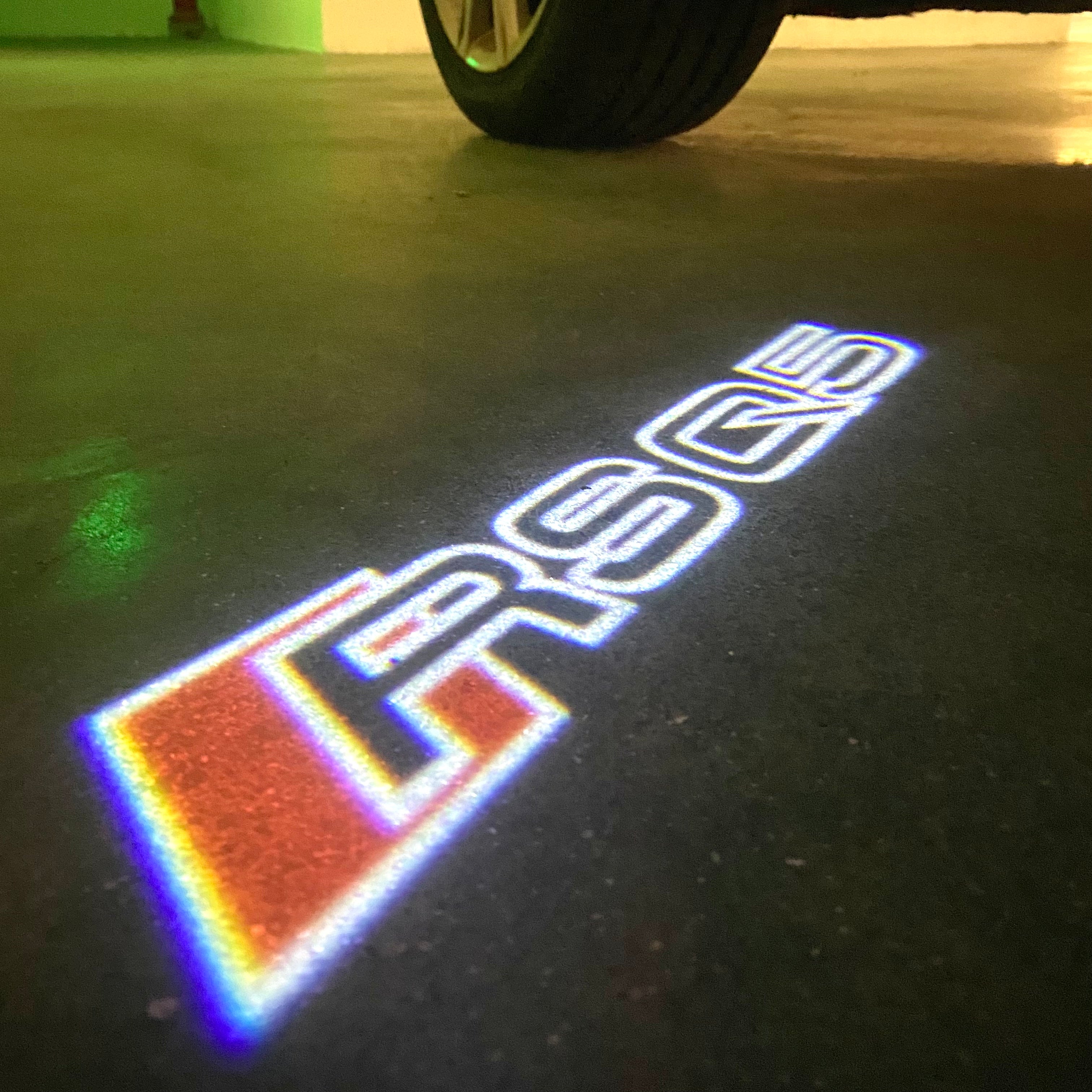 AUDI LOGO PROJECTOT LIGHTS Nr.120 (الكمية 1 = 2 Logo Films /2 أضواء الباب)