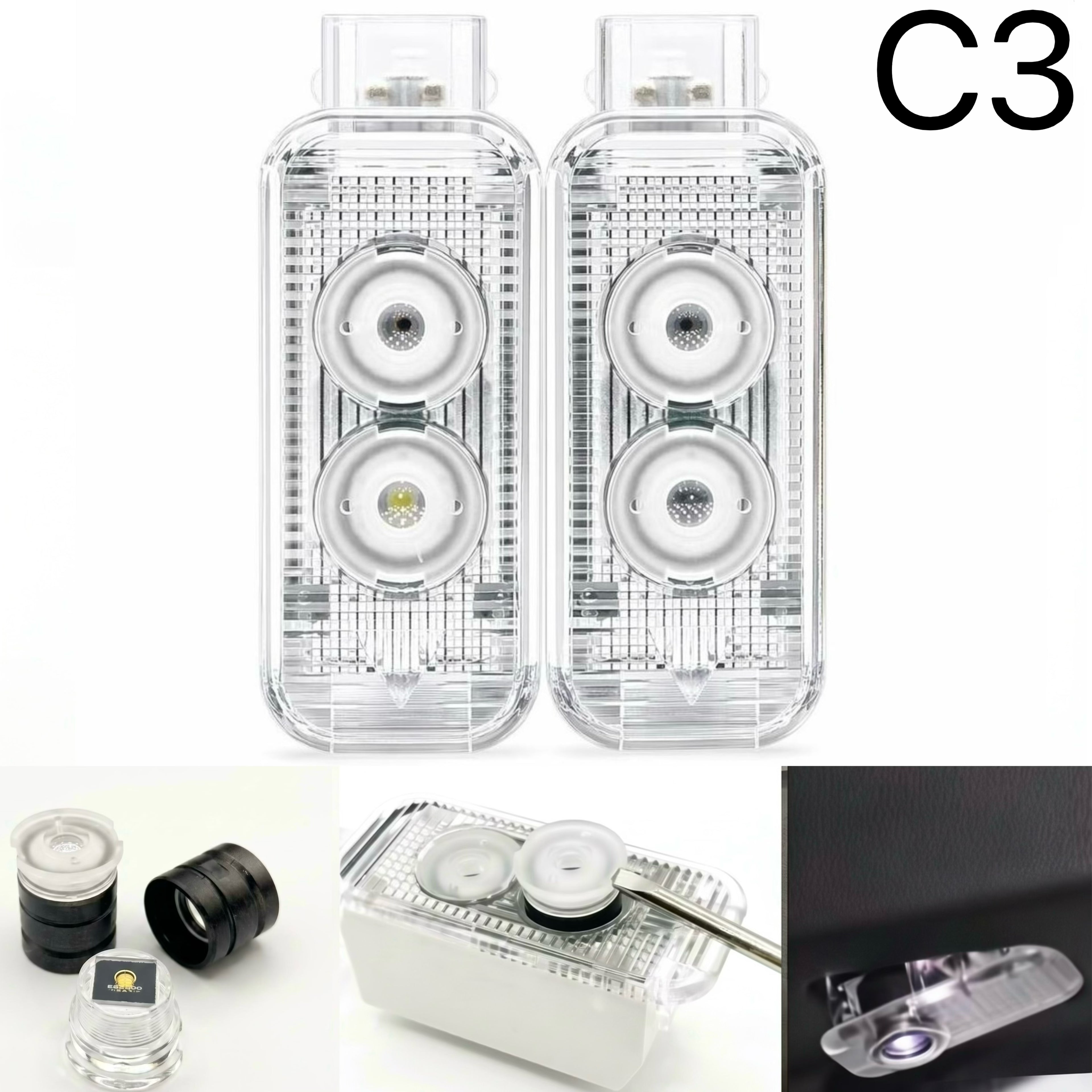 AUDI RS6+ LOGO Projector LED  (quantity 1 = 2 Logo Chips & 2 door Projectors LED ）Nr.audi01001