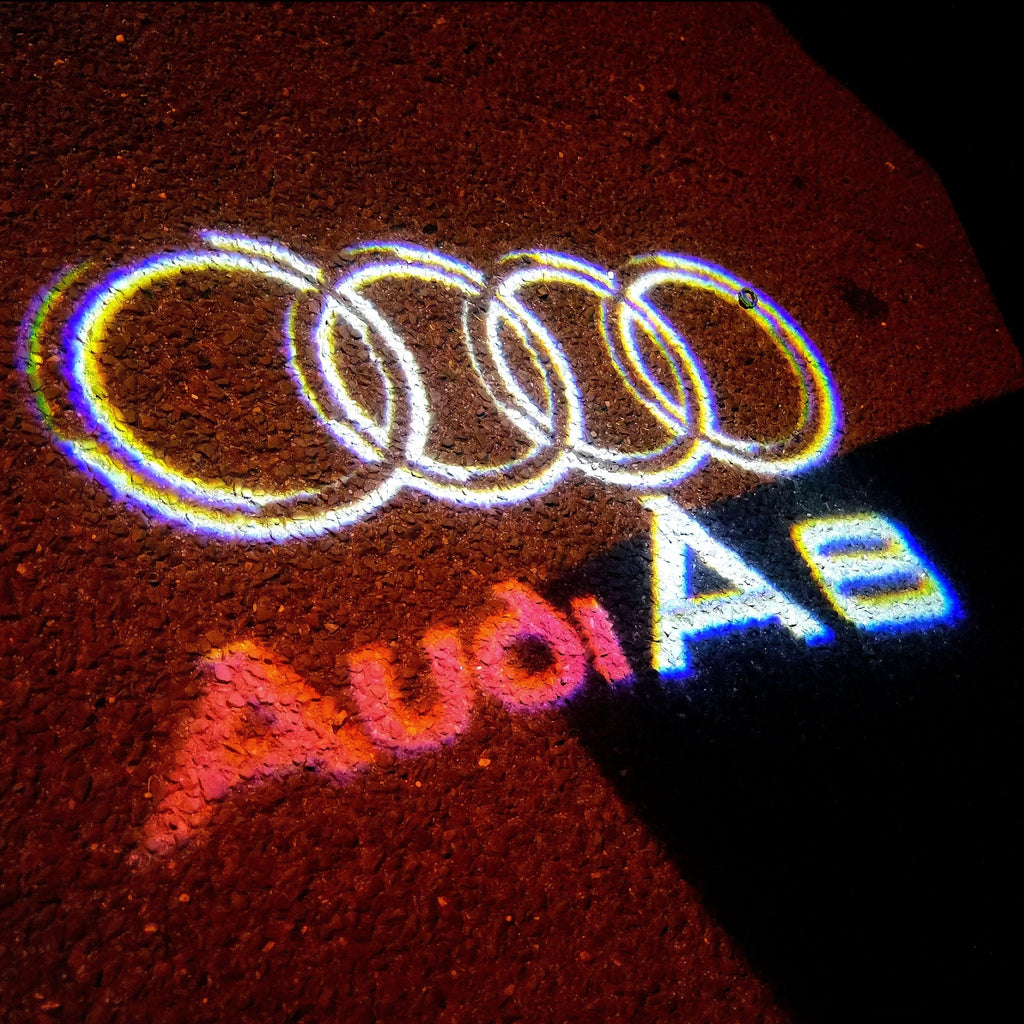 AUDI LOGO PROJECTOT LIGHTS Nr.46 (الكمية 1 = 2 Logo Films /2 أضواء الباب)
