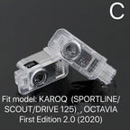 LUCES DE PROYECTOR CON LOGO SKODA Nr.19 (cantidad 1 = 2 películas con logotipo / 2 luces de puerta)