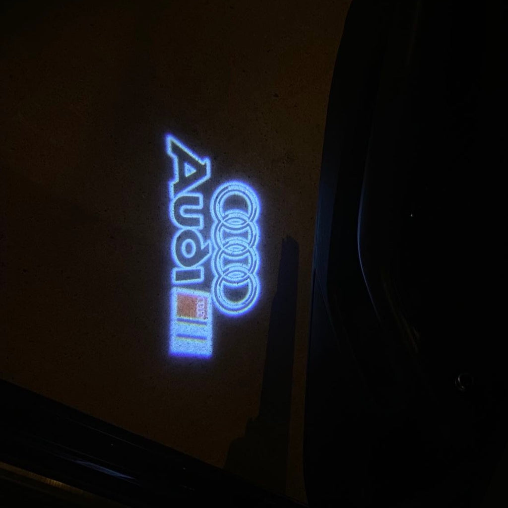 AUDI LOGO PROJECTOT LIGHTS Nr.19 (الكمية 1 = 2 Logo Films /2 أضواء الباب)