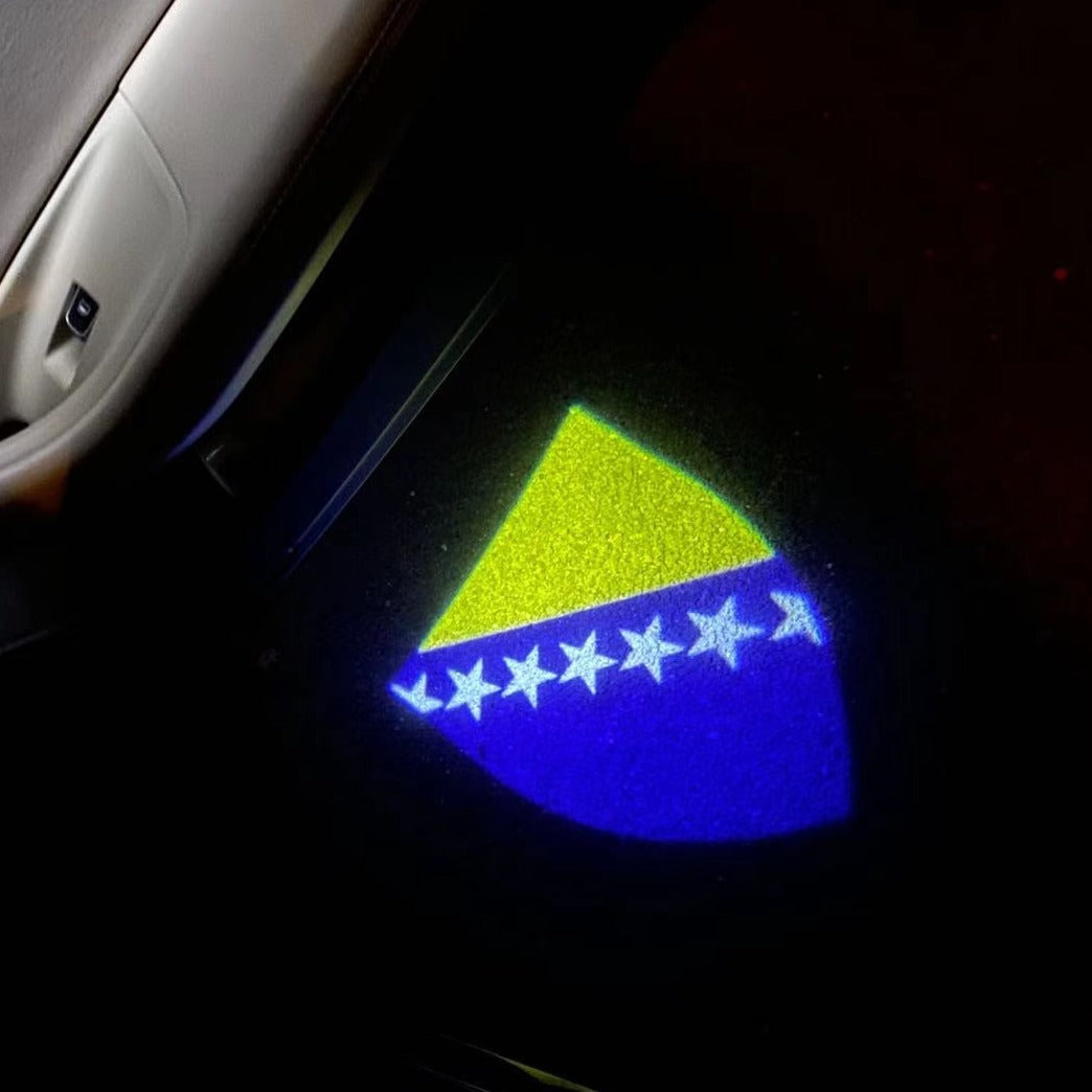 Bosnia-Erzegovina /Bosna i Hercegovina/Босна и Херцеговина Logo bandiera nazionale (quantità 1 = 1 set / 2 pellicola logo / Può sostituire di luci altri loghi)