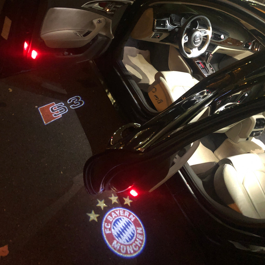 AUDI LOGO PROJECTOT LIGHTS Nr.19 (الكمية 1 = 2 Logo Films /2 أضواء الباب)