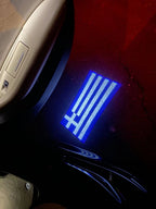 Greece Ελληνική Δημοκρατία National Flag  logo door lights (quantity 1 = 1 sets / 2 logo film /  Can replace of lights  other logos )