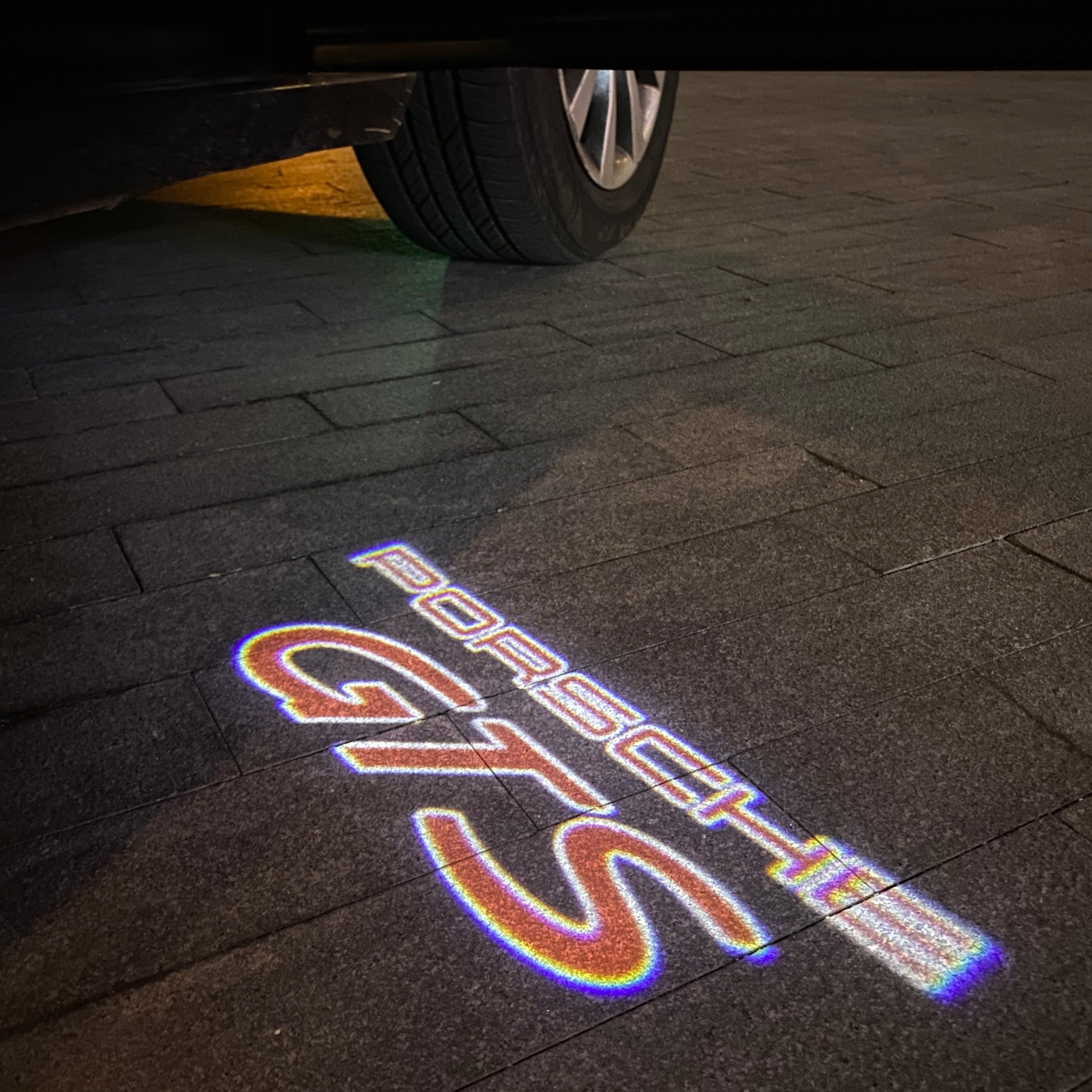 Porsche original logo projection Light No. 03 (qty. 1 = 2 logo film / 2 Door Lights)