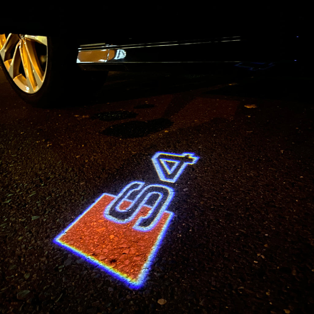AUDI LOGO PROJECTOT LIGHTS Nr.19 (الكمية 1 = 2 Logo Films /2 أضواء الباب)