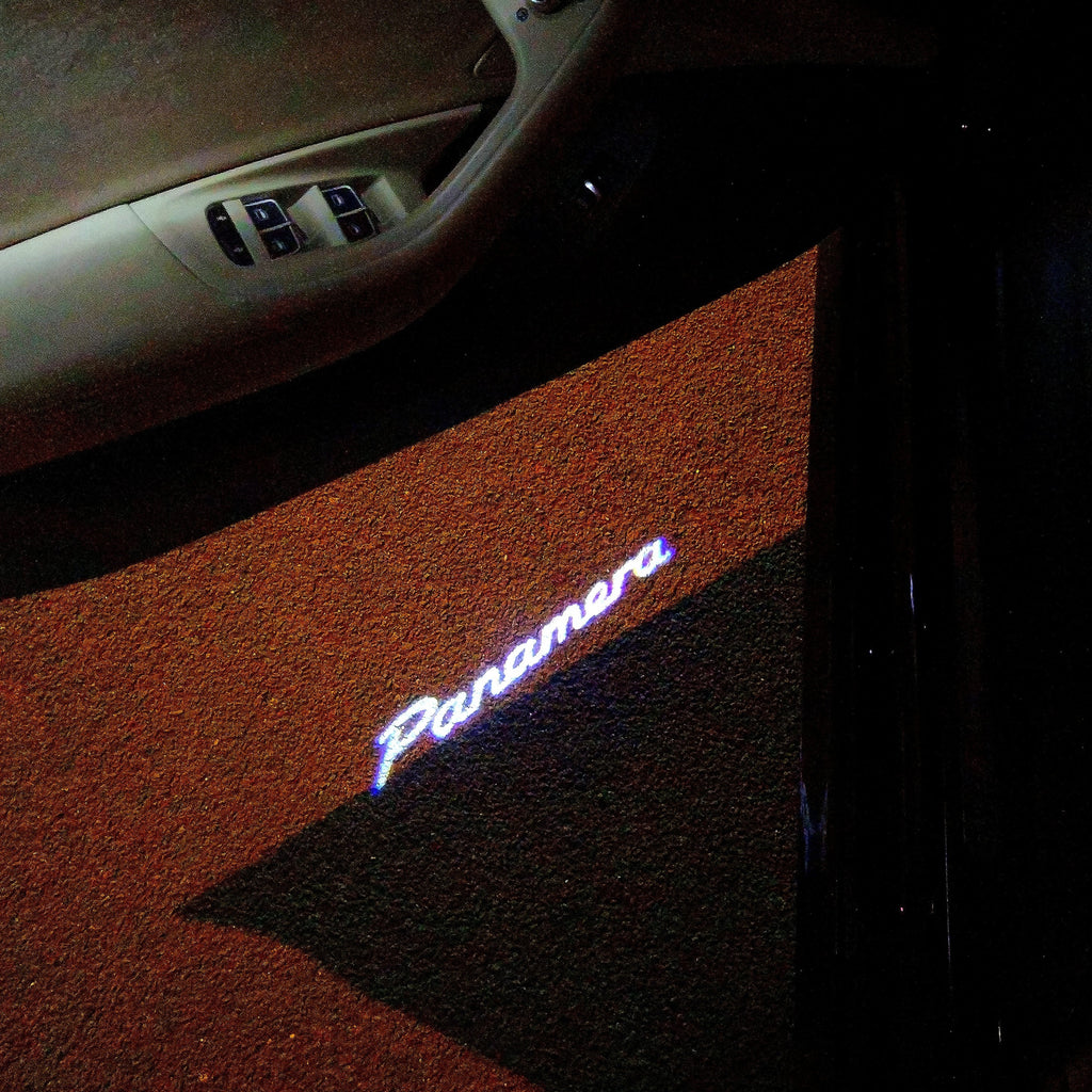 PORSCHE Panamera LOGO PROJECTOT LIGHTS Nr.35 (Menge 1 = 2 Logo Film / 2 Türleuchten)