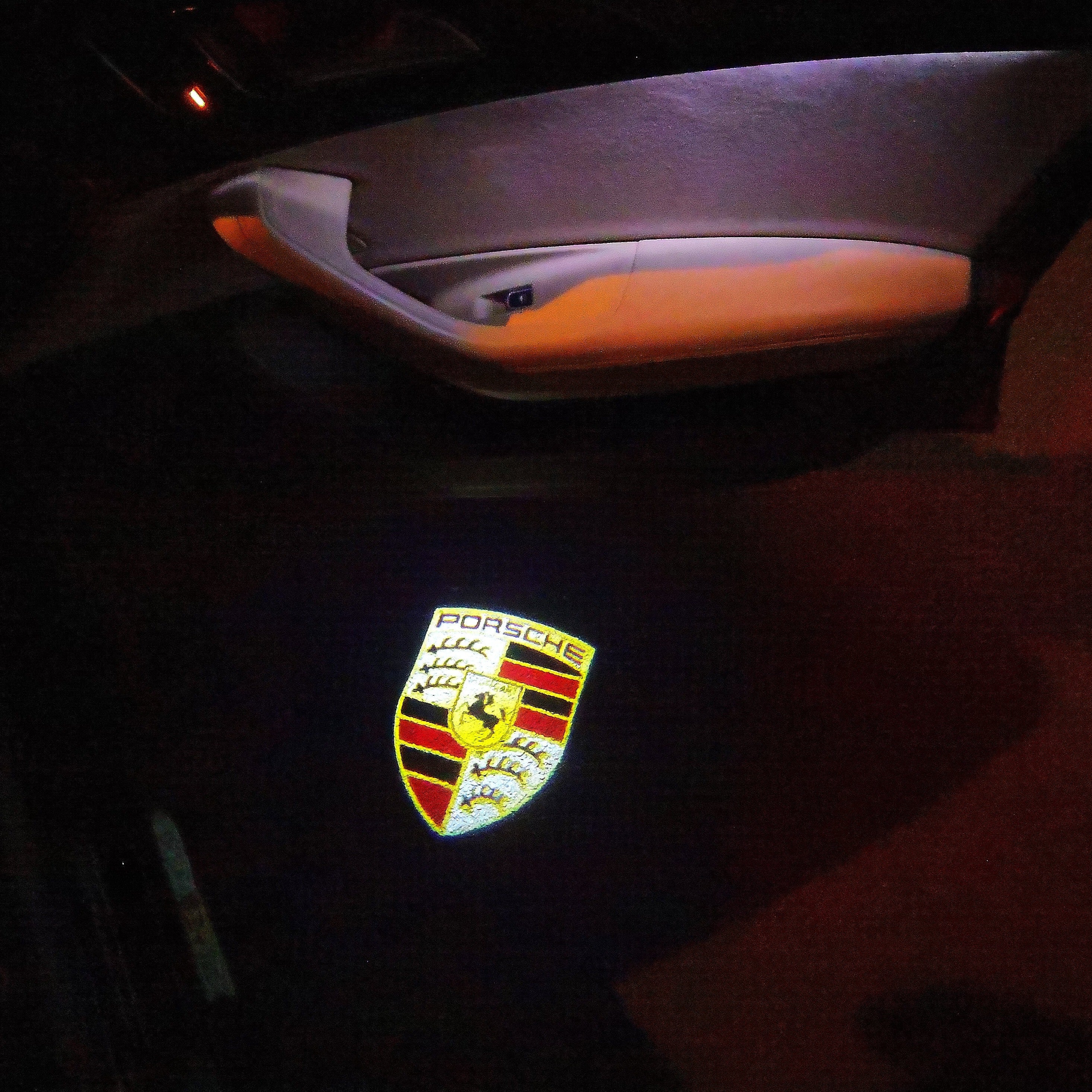 Porsche original logo projection Light No. 03 (qty. 1 = 2 logo film / 2 Door Lights)