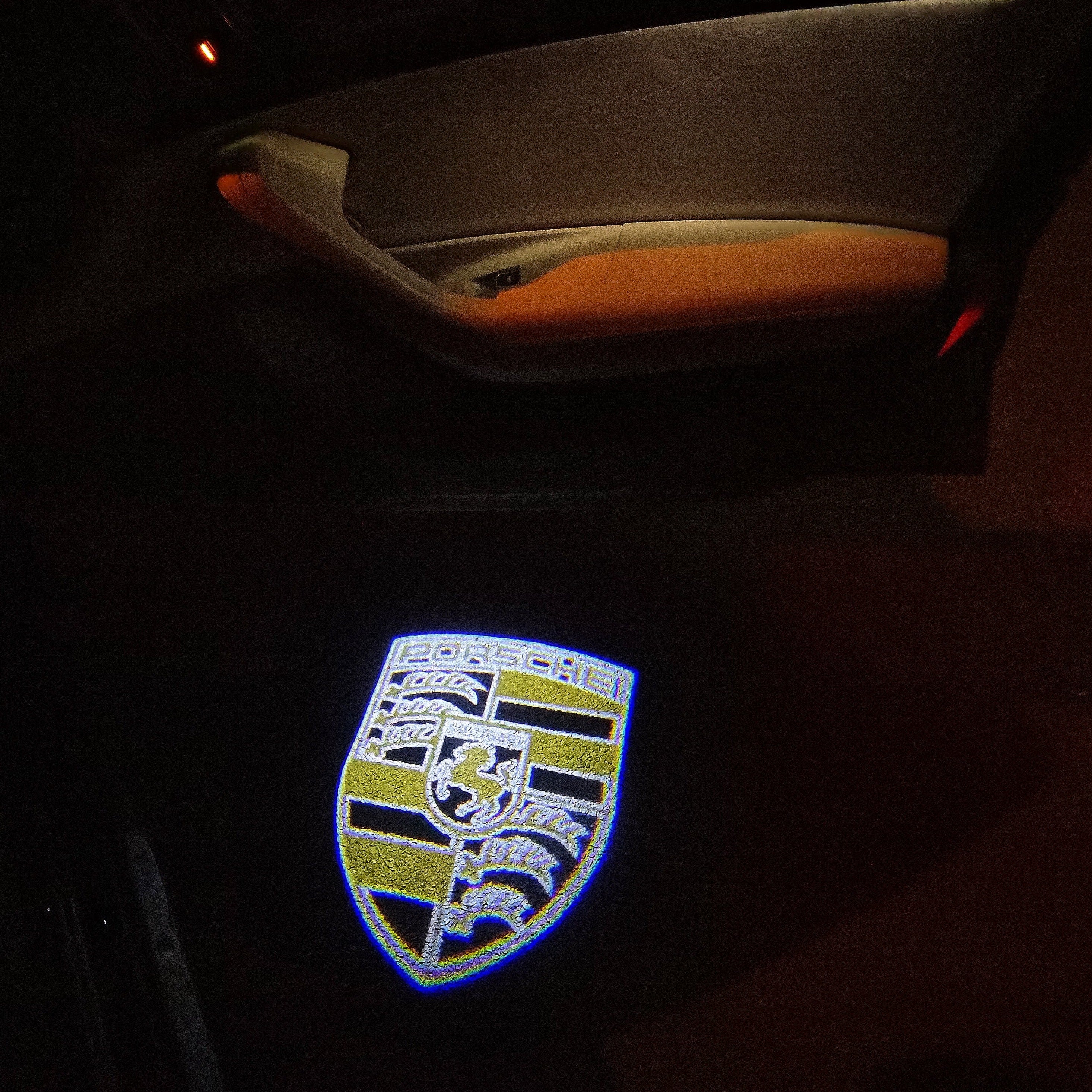 PORSCHE Original LOGO PROJECTOT LIGHTS Nr.01 (quantité 1 = 2 Film Logo / 2 feux de porte)