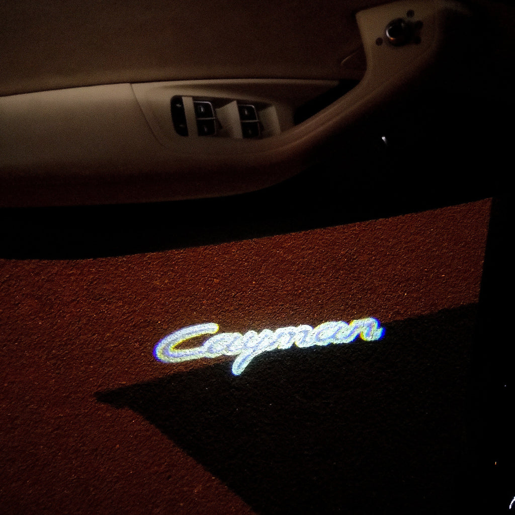 PORSCHE Cayman LOGO PROJECTOT LIGHTS Nr.10 (Menge 1 = 2 Logo Film/2 Türleuchten)