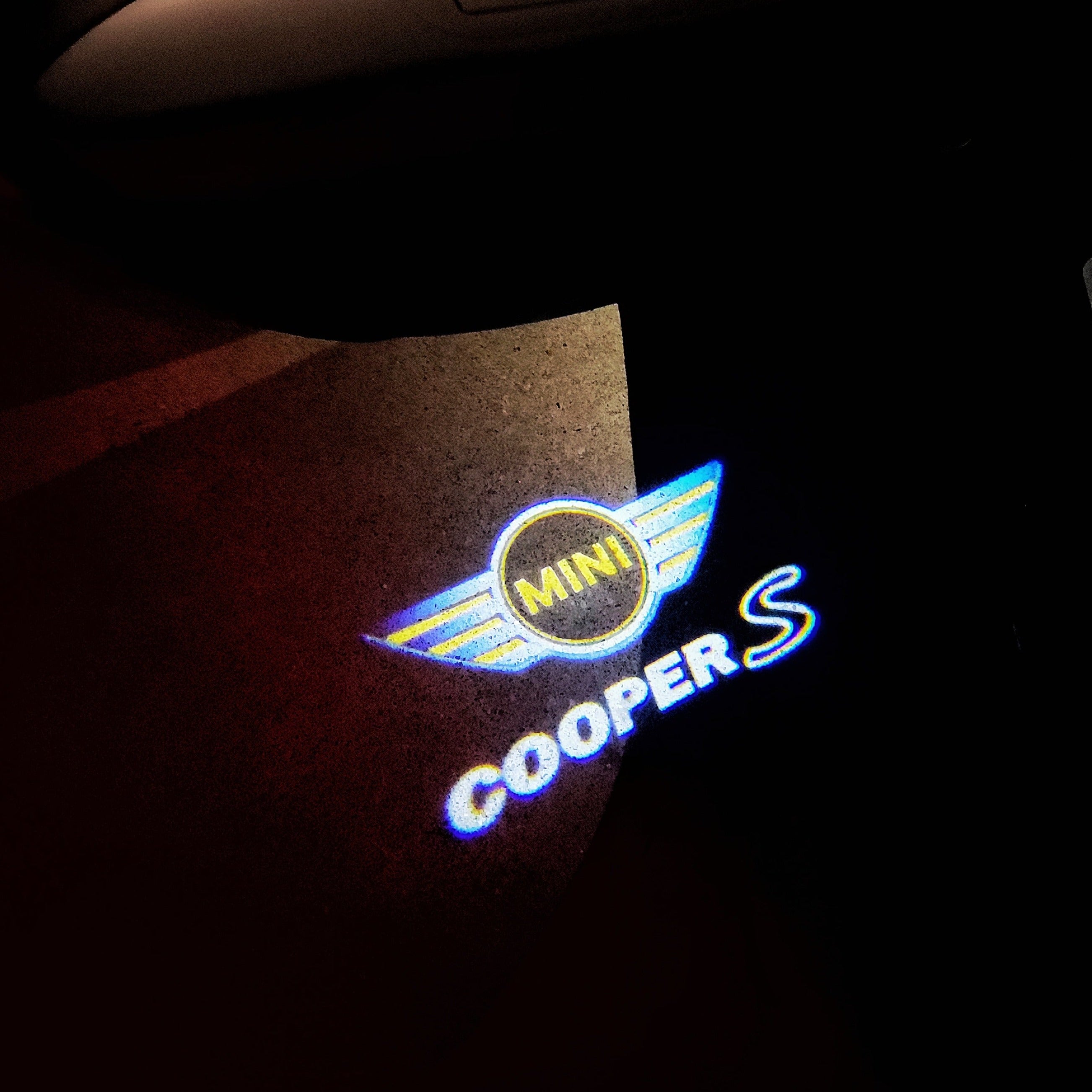 MINI COOPER S LOGO PROJECTOR LIGHTS Nr.96 (الكمية 1 = 2 شعار فيلم / 2 مصباح باب)