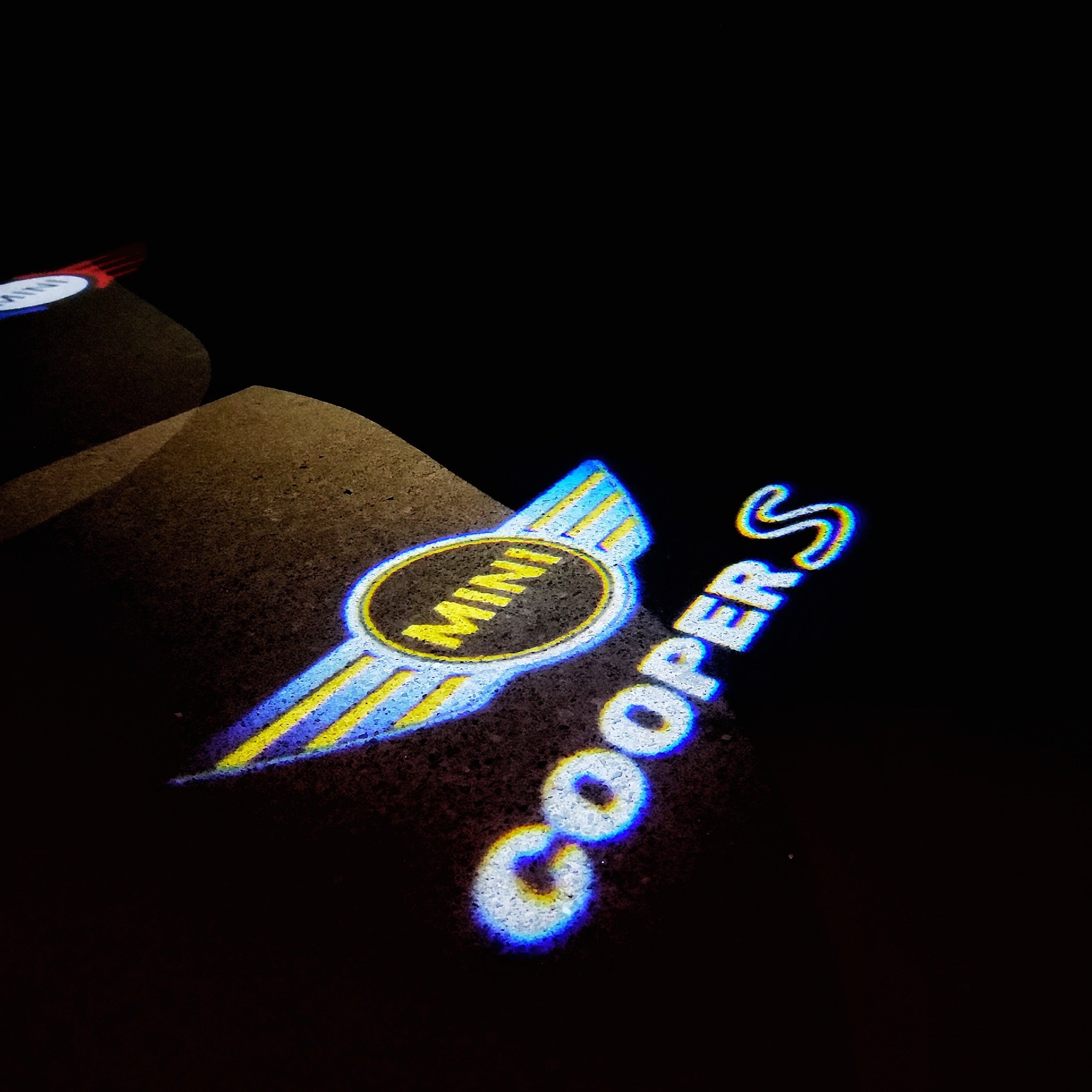 MINI COOPER S LOGO PROJECTOR LIGHTS Nr.96 (الكمية 1 = 2 شعار فيلم / 2 مصباح باب)