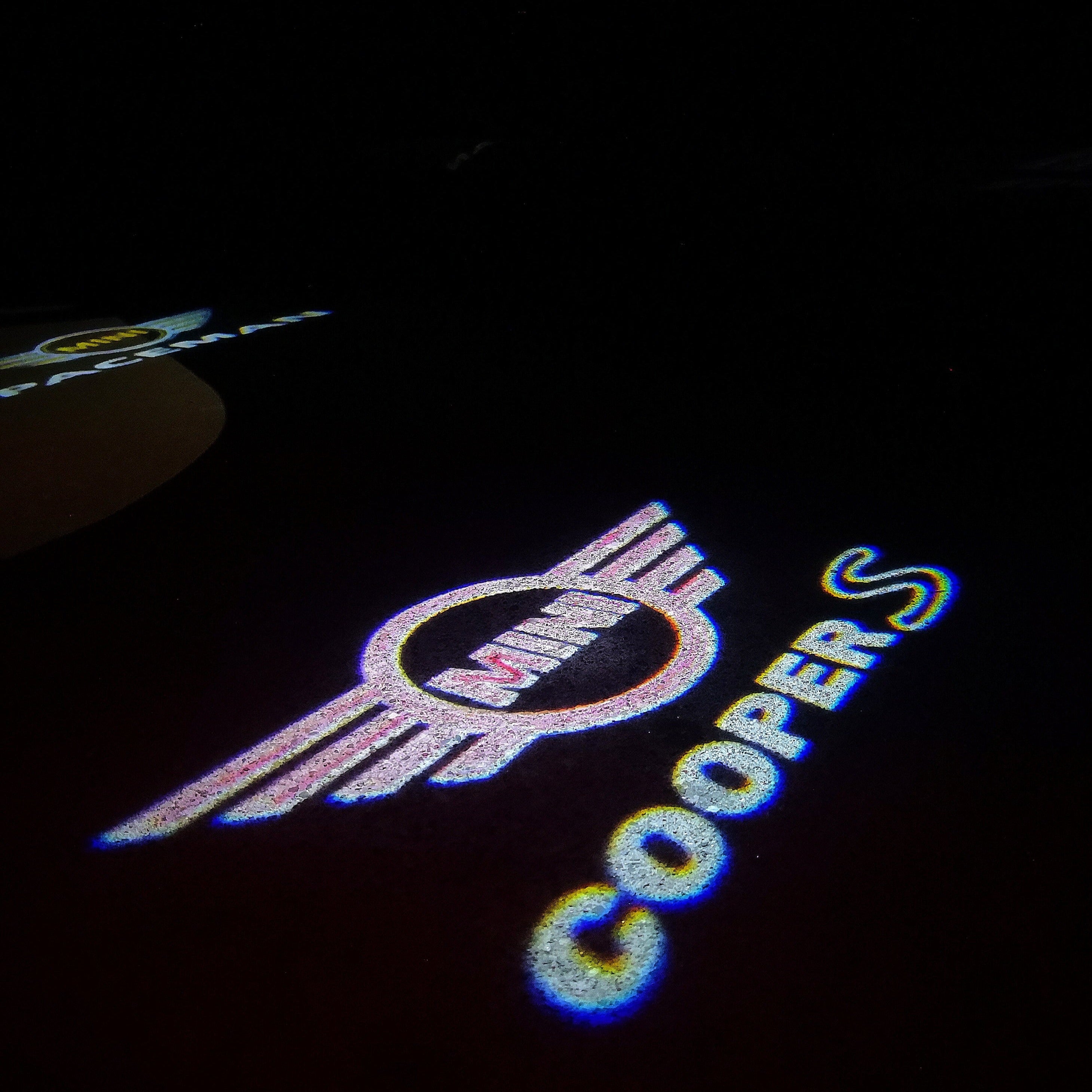 MINI COOPER S LOGO PROJECTOR LIGHTS Nr.144 (الكمية 1 = 2 شعار فيلم / 2 مصباح باب)
