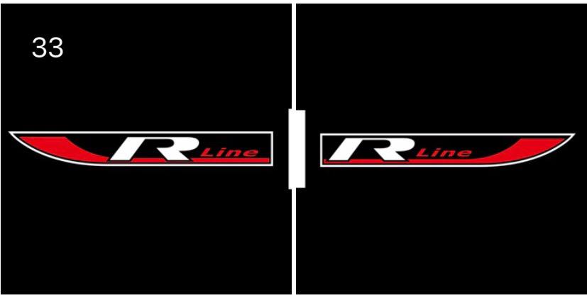 Volkswagen Türleuchten R LINE Logo Nr. 79 (Anzahl 1 = 2 Logo-Folien / 2 Türleuchten）