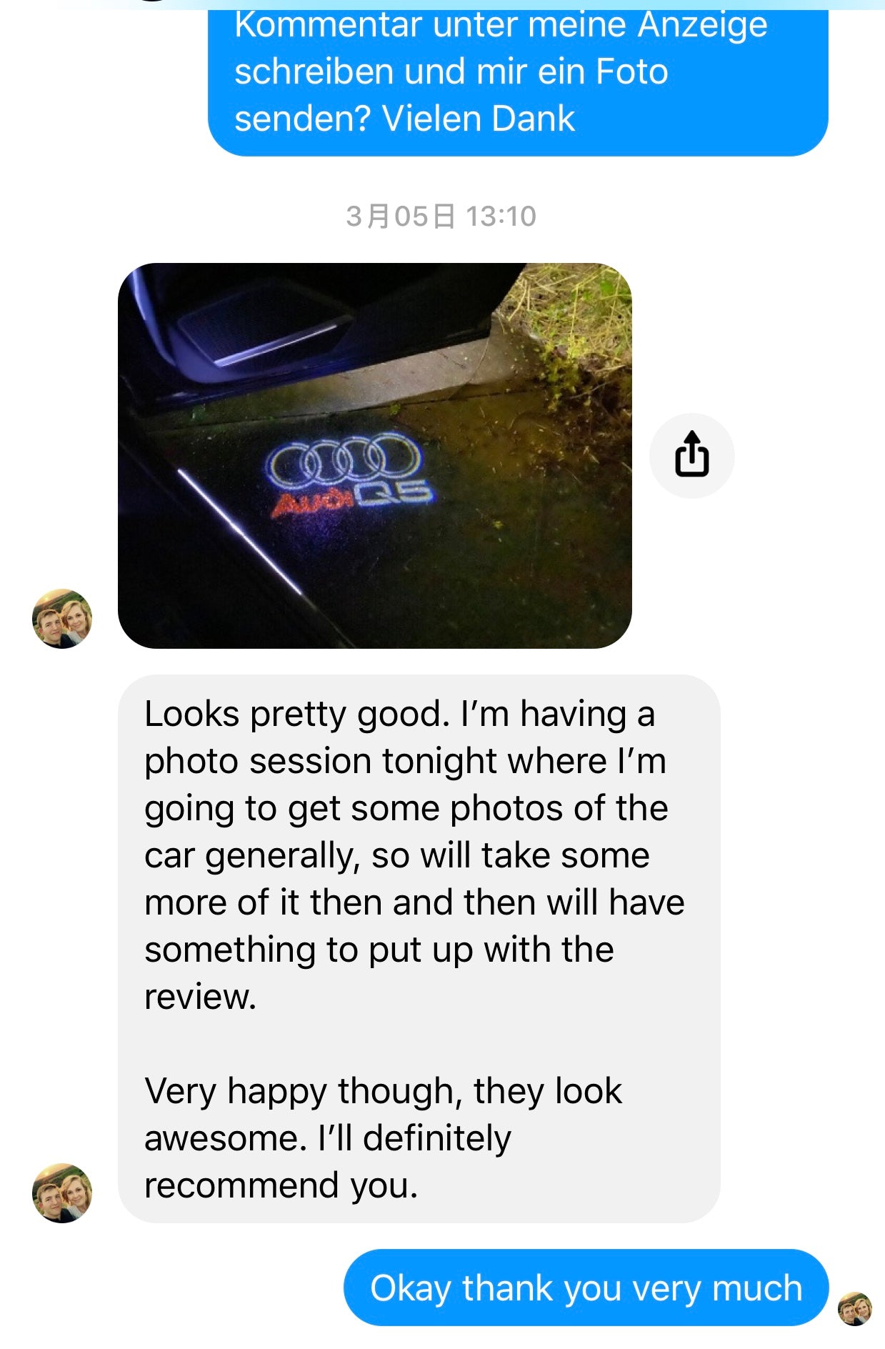 das Feedback des Käufers