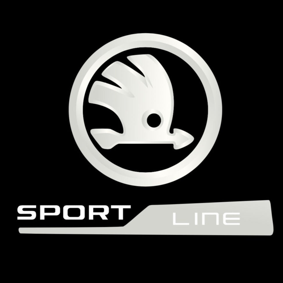 SKODA SPORT LINE LOGO PROJEKTORLEUCHTEN Nr.06 (Menge 1 = 2 Logo Film / 2 Türleuchten)