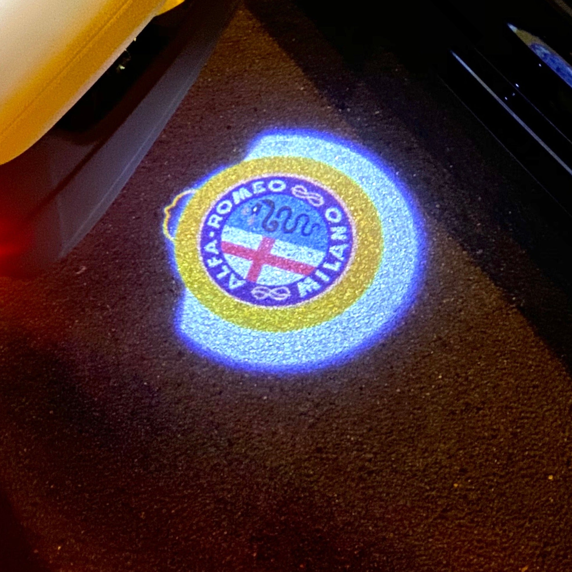 Alfa Romeo ORIGINAL Multicolour LOGO PROJECTOT LIGHTS Nr.43 (quantity  1 =  2 Logo Film /  2 door lights)