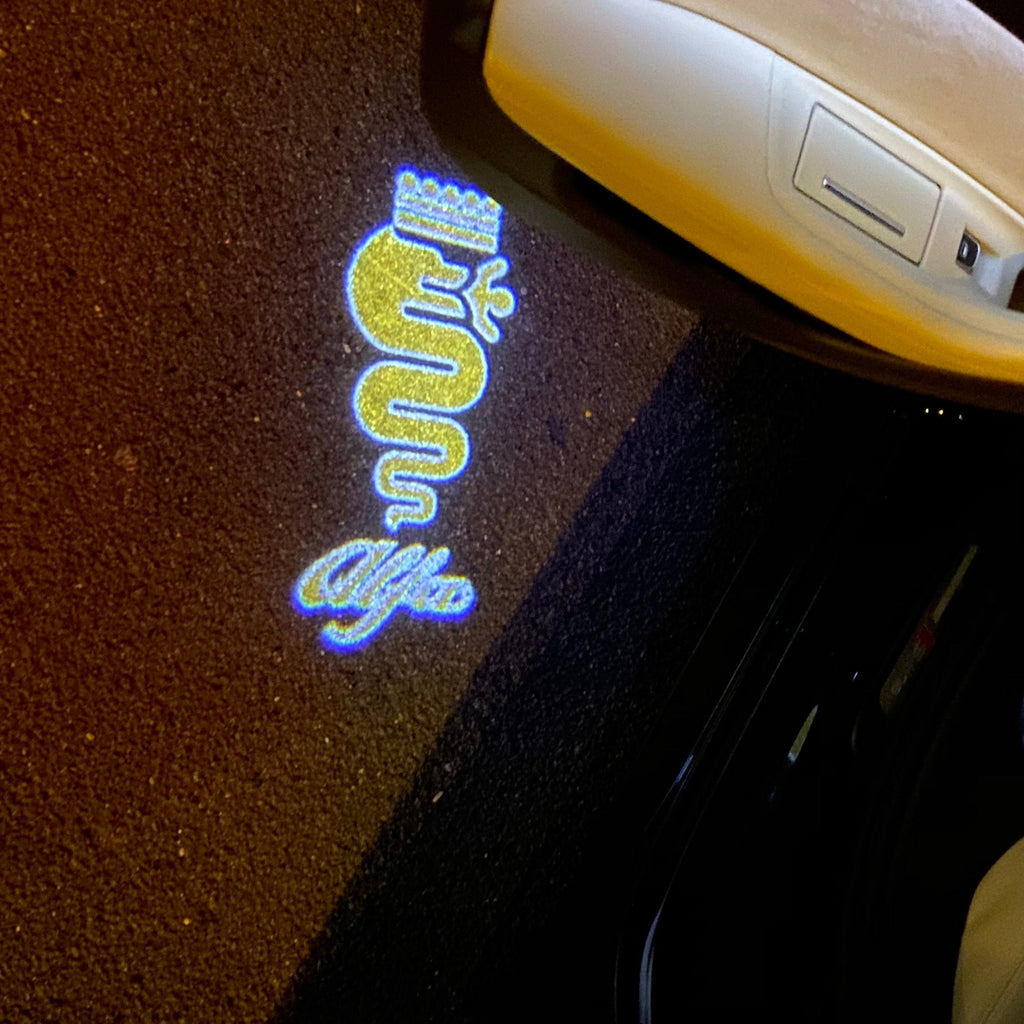 Alfa Romeo Biscione Snake LOGO PROJECTOR LIGHTS Nr.63 (الكمية 1 = 2 Logo Film / 2 Door Lights)