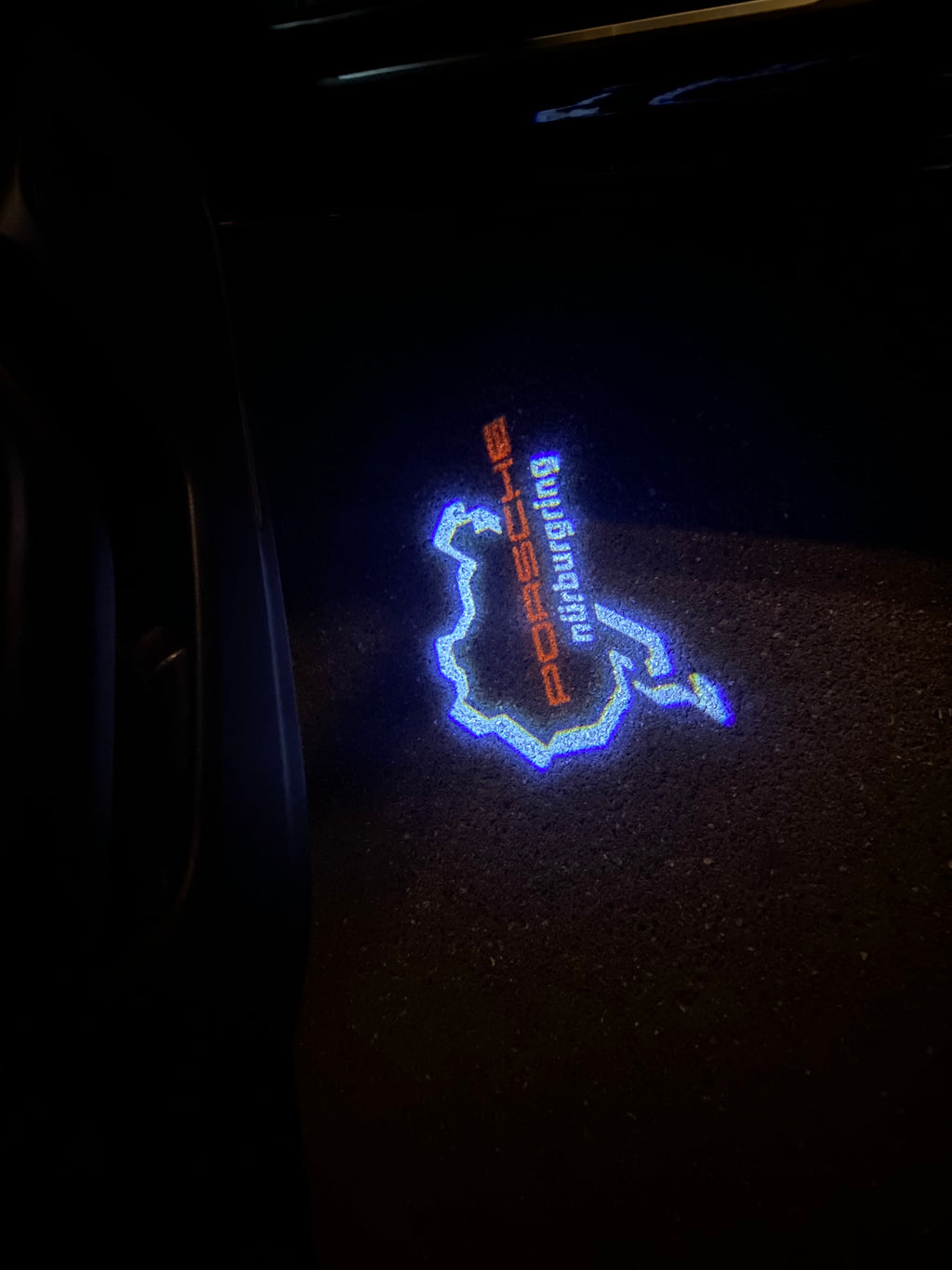 LUCES DE PROYECTOR DE LOGOTIPO ORIGINAL PORSCHE N ° 03 (cantidad 1 = 2 Película de logotipo / 2 luces de puerta)